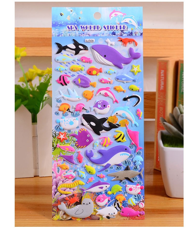 6 pieces sea tropical fish Cartoon Stickers For Bike Laptop Luggage Skateboard Girls Funny Graffiti Sticker Kids Classic Toy bubble puffy stickers