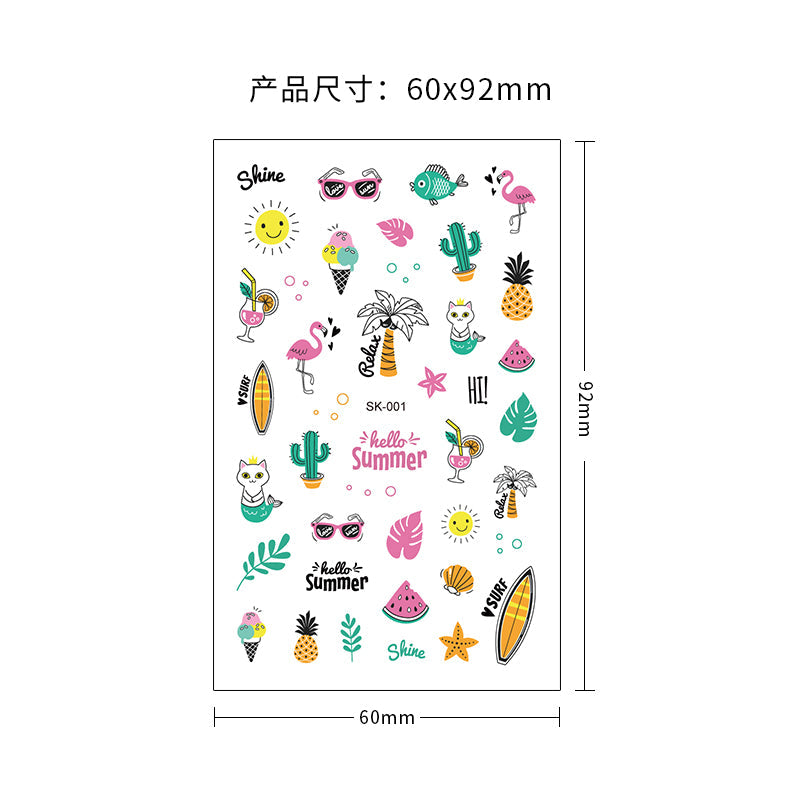 12 pieces Hawaii Flamingo Nail Decals