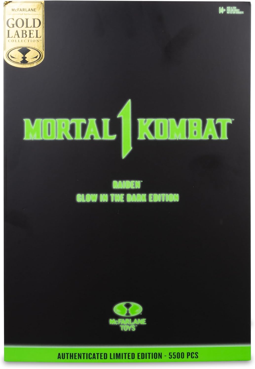 Mortal Kombat MK1 7 Inch Action Figure Exclusive - Glow In The Dark Raiden Gold Label