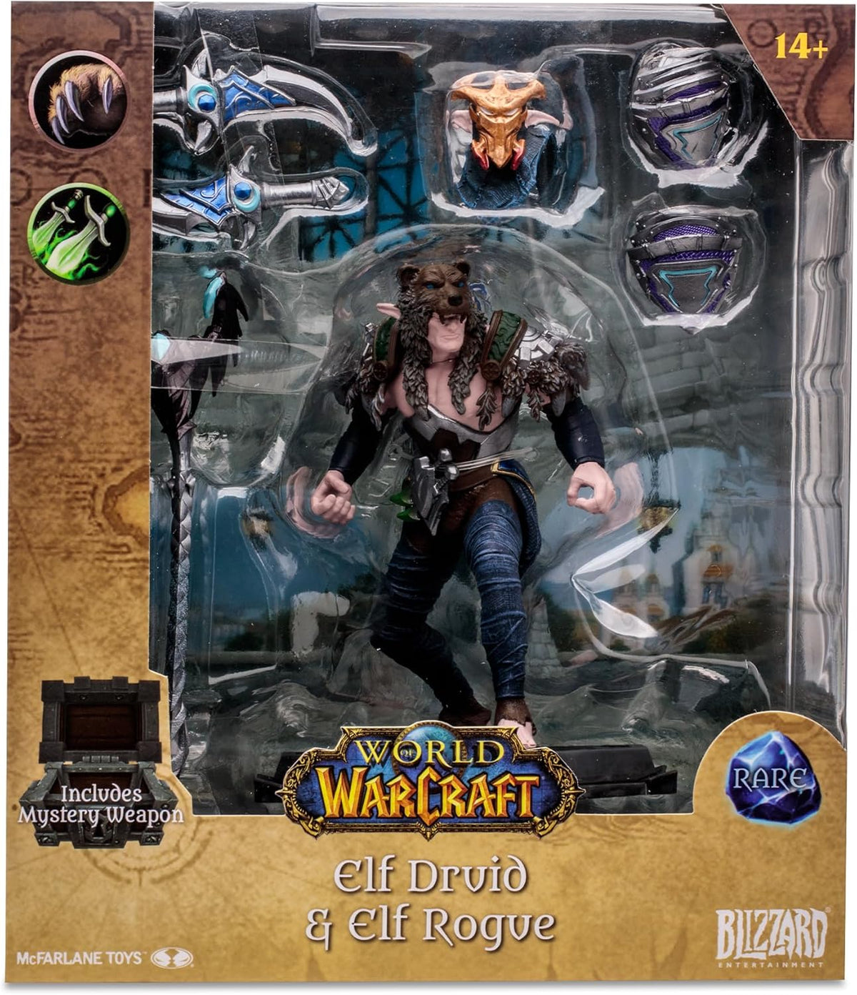 World Of Warcraft 7 Inch Static Figure Rare Wave 1 - Elf Druid & Rogue