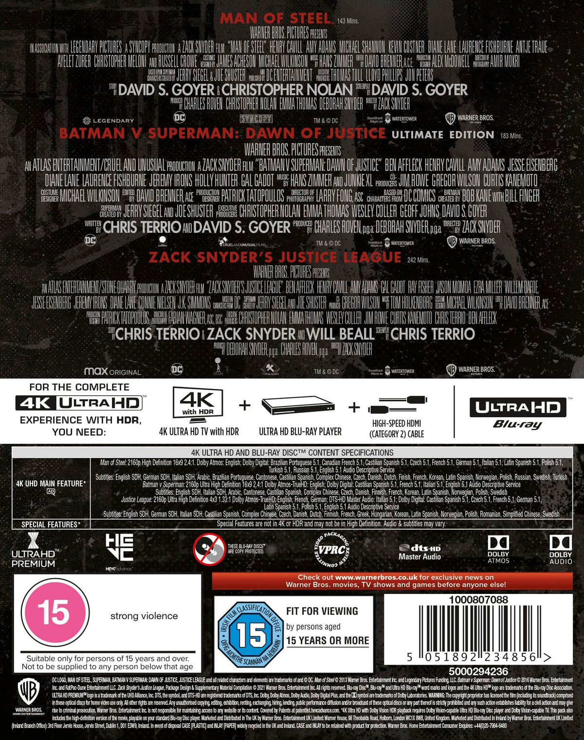 ZACK SNYDER'S JUSTICE LEAGUE TRILOGY [4K UHD]