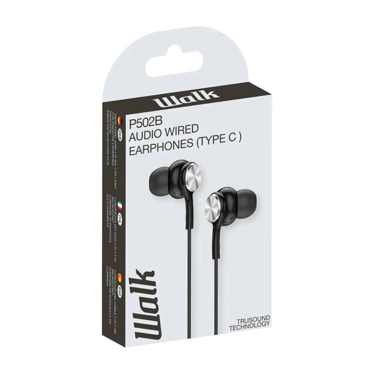 Walk Audio P502B Black USB-C Earphones W/Mic [Accessories]