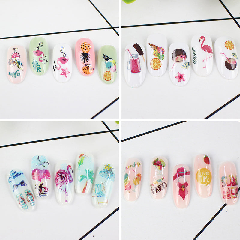 12 pieces Hawaii Flamingo Nail Decals