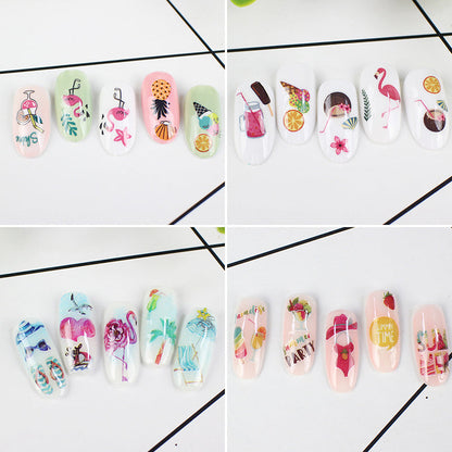 12 pieces Hawaii Flamingo Nail Decals