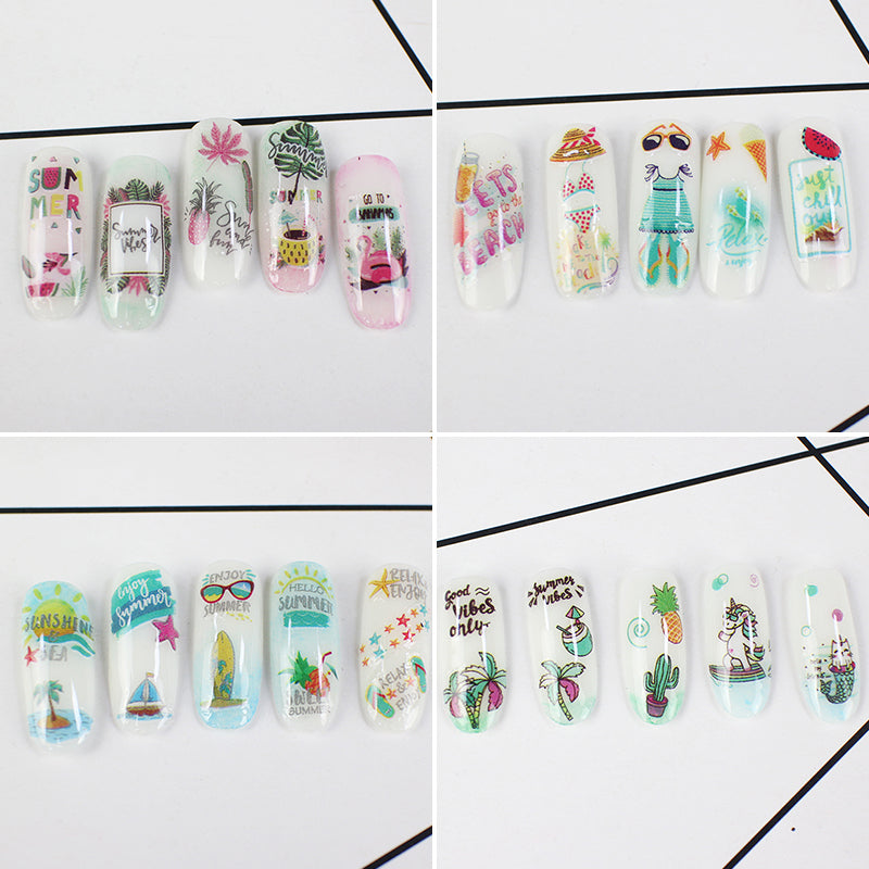 12 pieces Hawaii Flamingo Nail Decals