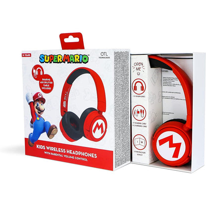 Super Mario Wireless Kids Headphones - Red [Accessories]