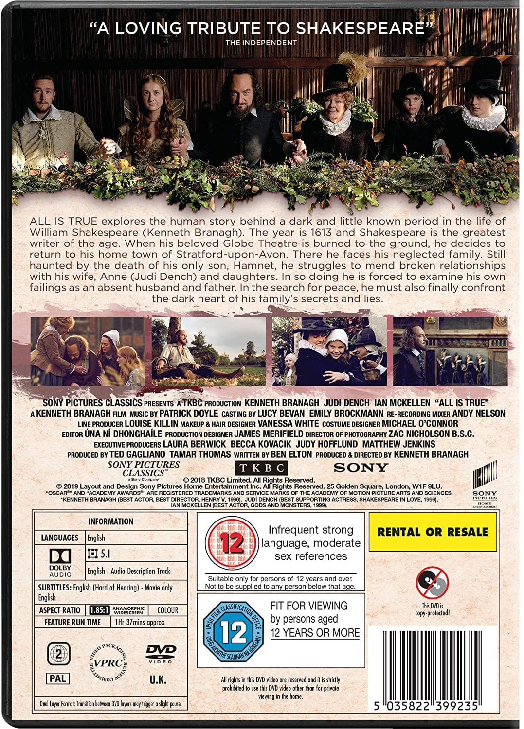 All Is True - Kenneth Branagh [DVD]