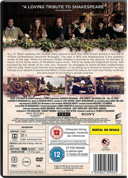 All Is True - Kenneth Branagh [DVD]