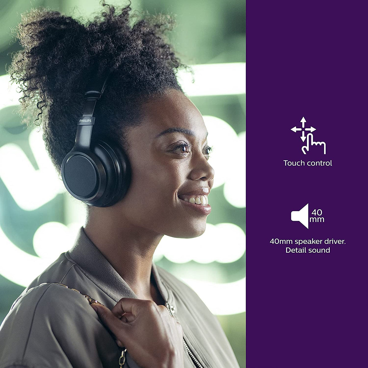 Philips Audio Over Ear Wireless Headphones (Black) [Accessories]
