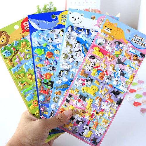 4 pieces cute animals bubble stickers double layer 3D PU foam bubble puffy stickers