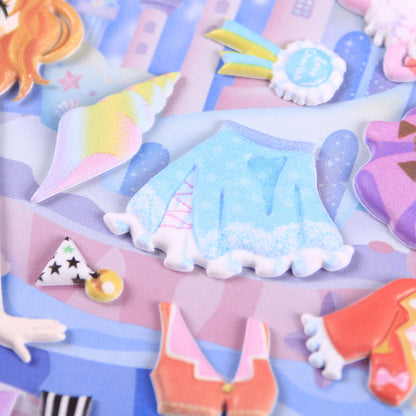 8 pieces Japan and South Korea new style princess dress up bubble stickers double layer 3D PU foam bubble puffy stickers