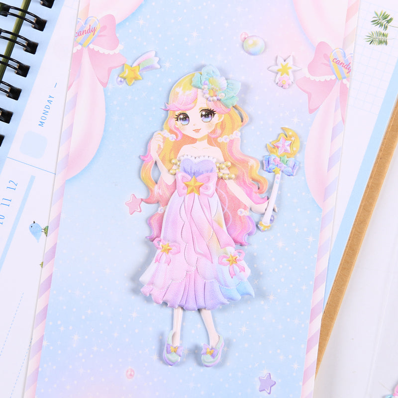 8 pieces Japan and South Korea new style princess dress up bubble stickers double layer 3D PU foam bubble puffy stickers