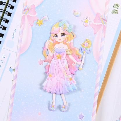 8 pieces Japan and South Korea new style princess dress up bubble stickers double layer 3D PU foam bubble puffy stickers