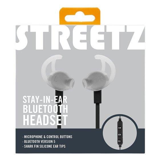 STREETZ Stay-in-ear BT Earphones with microphone and control buttons, Black [Accessories]