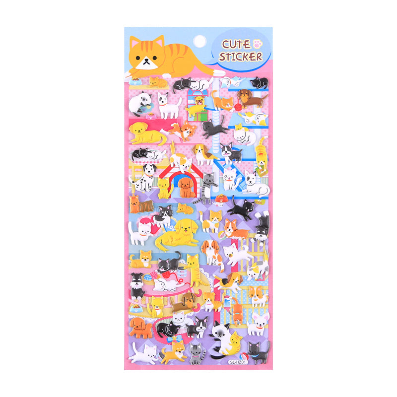 4 pieces cute animals bubble stickers double layer 3D PU foam bubble puffy stickers