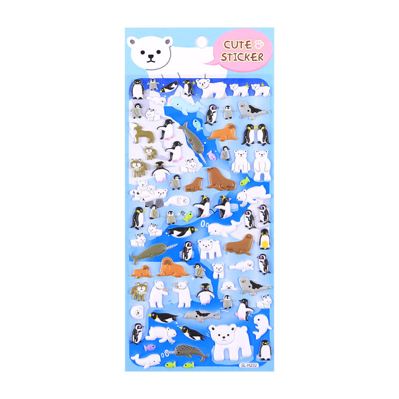 4 pieces cute animals bubble stickers double layer 3D PU foam bubble puffy stickers