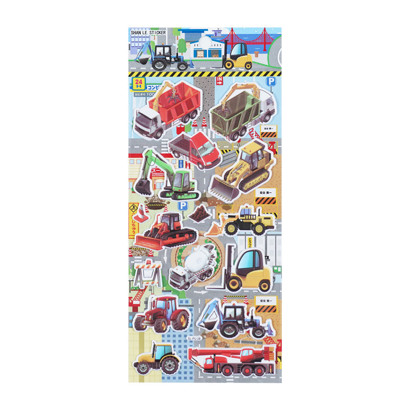4 pieces vehicle Cartoon Stickers For Bike Laptop Luggage Skateboard Girls Funny Graffiti Sticker Kids Classic Toy bubble puffy stickers