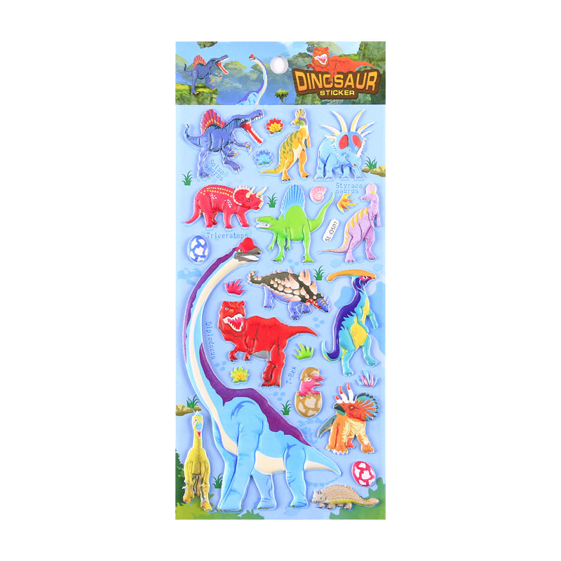 12 pieces dinosaur  Cartoon Stickers For Bike Laptop Luggage Skateboard Girls Funny Graffiti Sticker Kids Classic Toy bubble puffy stickers