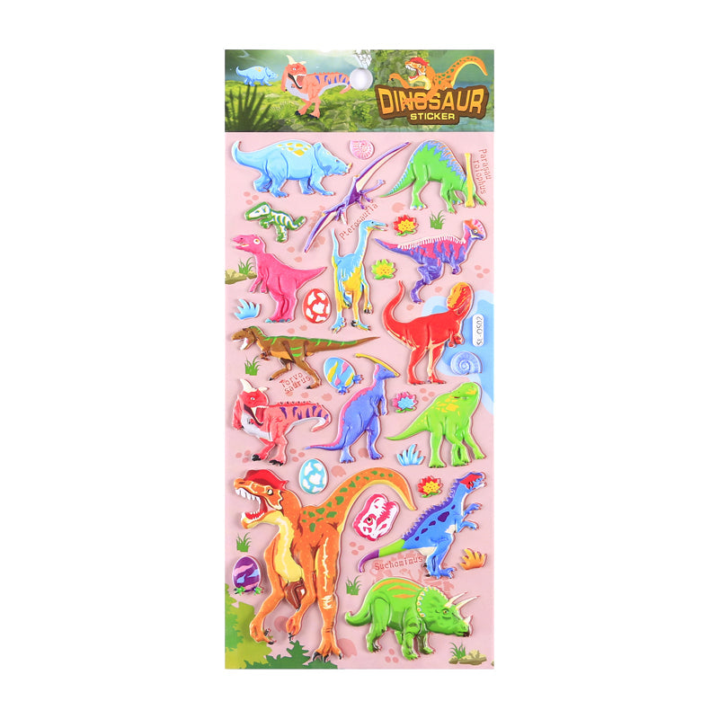 12 pieces dinosaur  Cartoon Stickers For Bike Laptop Luggage Skateboard Girls Funny Graffiti Sticker Kids Classic Toy bubble puffy stickers
