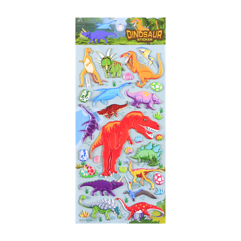 12 pieces dinosaur  Cartoon Stickers For Bike Laptop Luggage Skateboard Girls Funny Graffiti Sticker Kids Classic Toy bubble puffy stickers