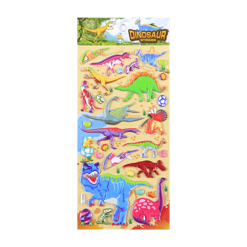 12 pieces dinosaur  Cartoon Stickers For Bike Laptop Luggage Skateboard Girls Funny Graffiti Sticker Kids Classic Toy bubble puffy stickers