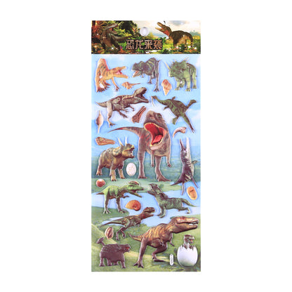 12 pieces dinosaur  Cartoon Stickers For Bike Laptop Luggage Skateboard Girls Funny Graffiti Sticker Kids Classic Toy bubble puffy stickers