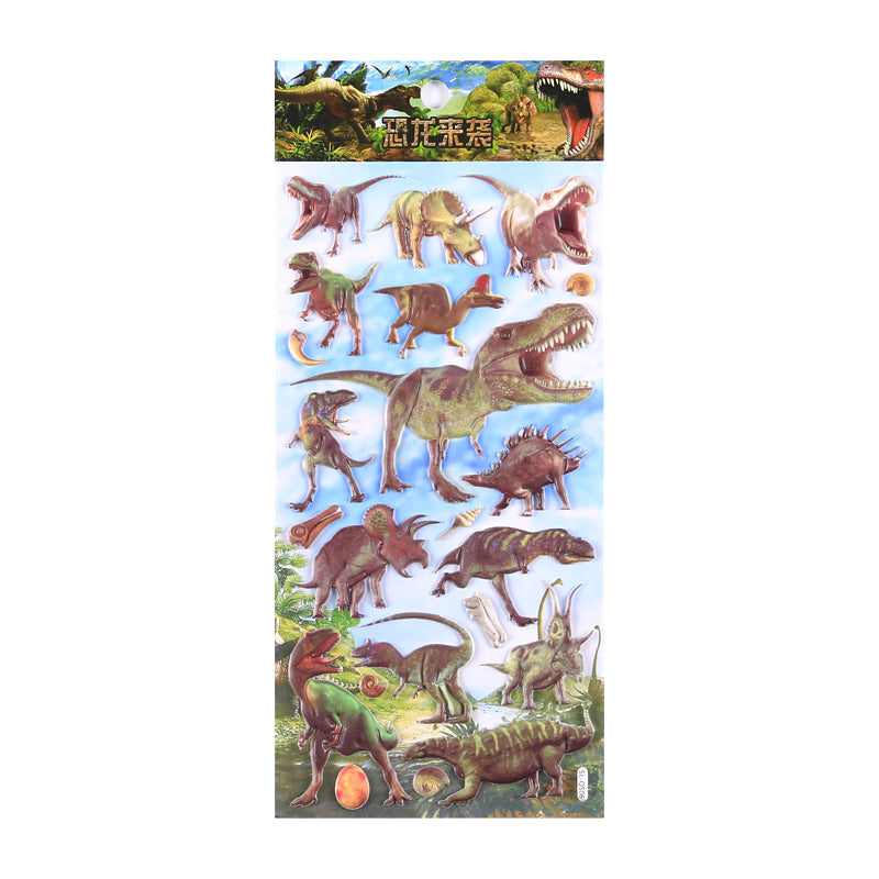 12 pieces dinosaur  Cartoon Stickers For Bike Laptop Luggage Skateboard Girls Funny Graffiti Sticker Kids Classic Toy bubble puffy stickers