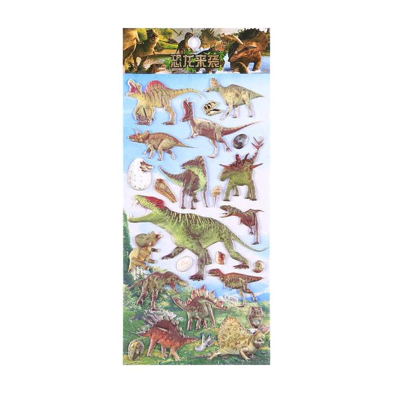 12 pieces dinosaur  Cartoon Stickers For Bike Laptop Luggage Skateboard Girls Funny Graffiti Sticker Kids Classic Toy bubble puffy stickers