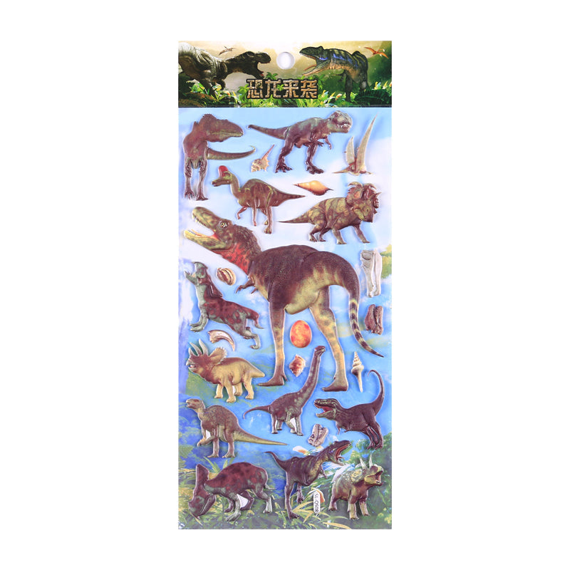 12 pieces dinosaur  Cartoon Stickers For Bike Laptop Luggage Skateboard Girls Funny Graffiti Sticker Kids Classic Toy bubble puffy stickers
