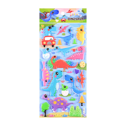 12 pieces dinosaur  Cartoon Stickers For Bike Laptop Luggage Skateboard Girls Funny Graffiti Sticker Kids Classic Toy bubble puffy stickers