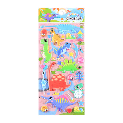 12 pieces dinosaur  Cartoon Stickers For Bike Laptop Luggage Skateboard Girls Funny Graffiti Sticker Kids Classic Toy bubble puffy stickers