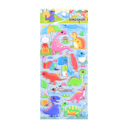 12 pieces dinosaur  Cartoon Stickers For Bike Laptop Luggage Skateboard Girls Funny Graffiti Sticker Kids Classic Toy bubble puffy stickers