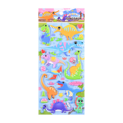 12 pieces dinosaur  Cartoon Stickers For Bike Laptop Luggage Skateboard Girls Funny Graffiti Sticker Kids Classic Toy bubble puffy stickers