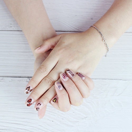 6pieces leopard luminous nail sticker