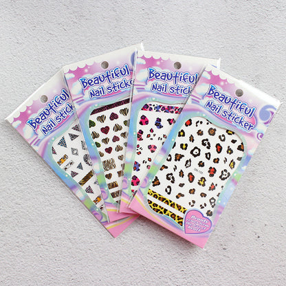 6pieces leopard luminous nail sticker
