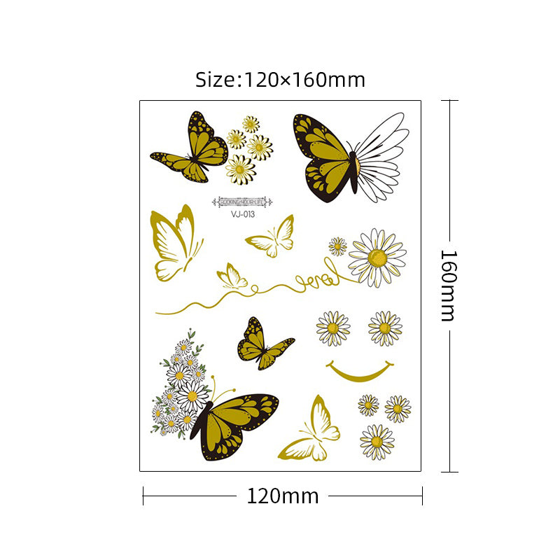 12 pieces VJ Gold Butterfly tattoo stickers