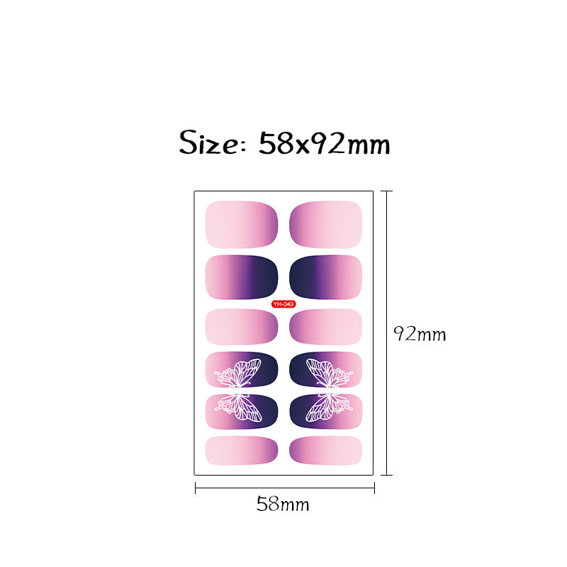 12 pieces Gradient color nail stickers