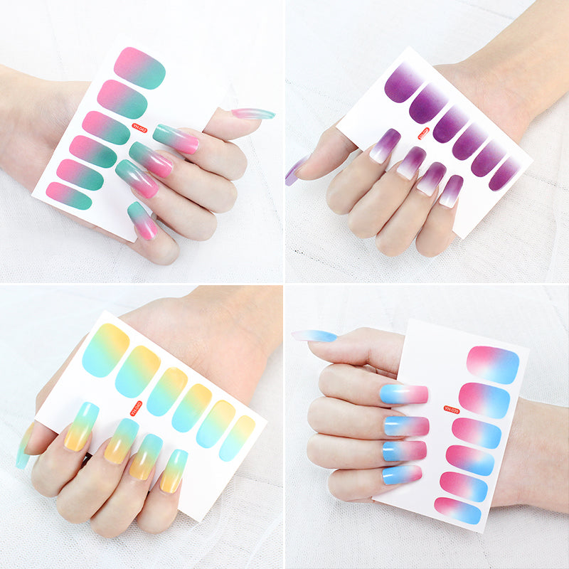 12 pieces Gradient color nail stickers
