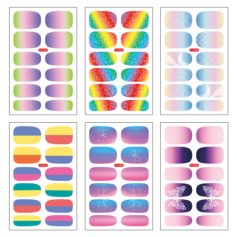 12 pieces Gradient color nail stickers