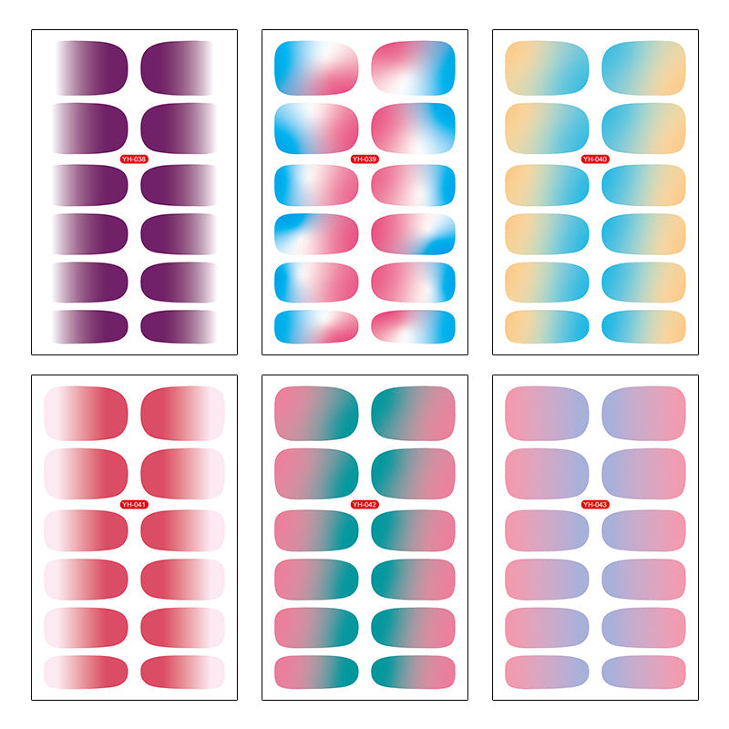 12 pieces Gradient color nail stickers