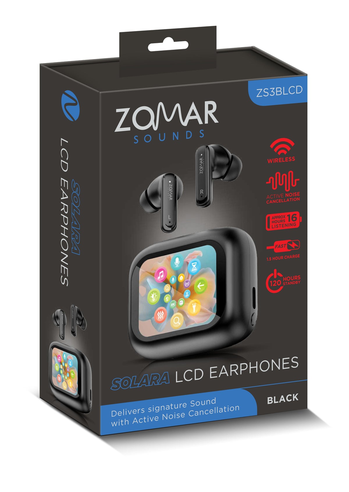Zomar ZS3BLCD Sounds LCD Earpods (Black) [Accessories]