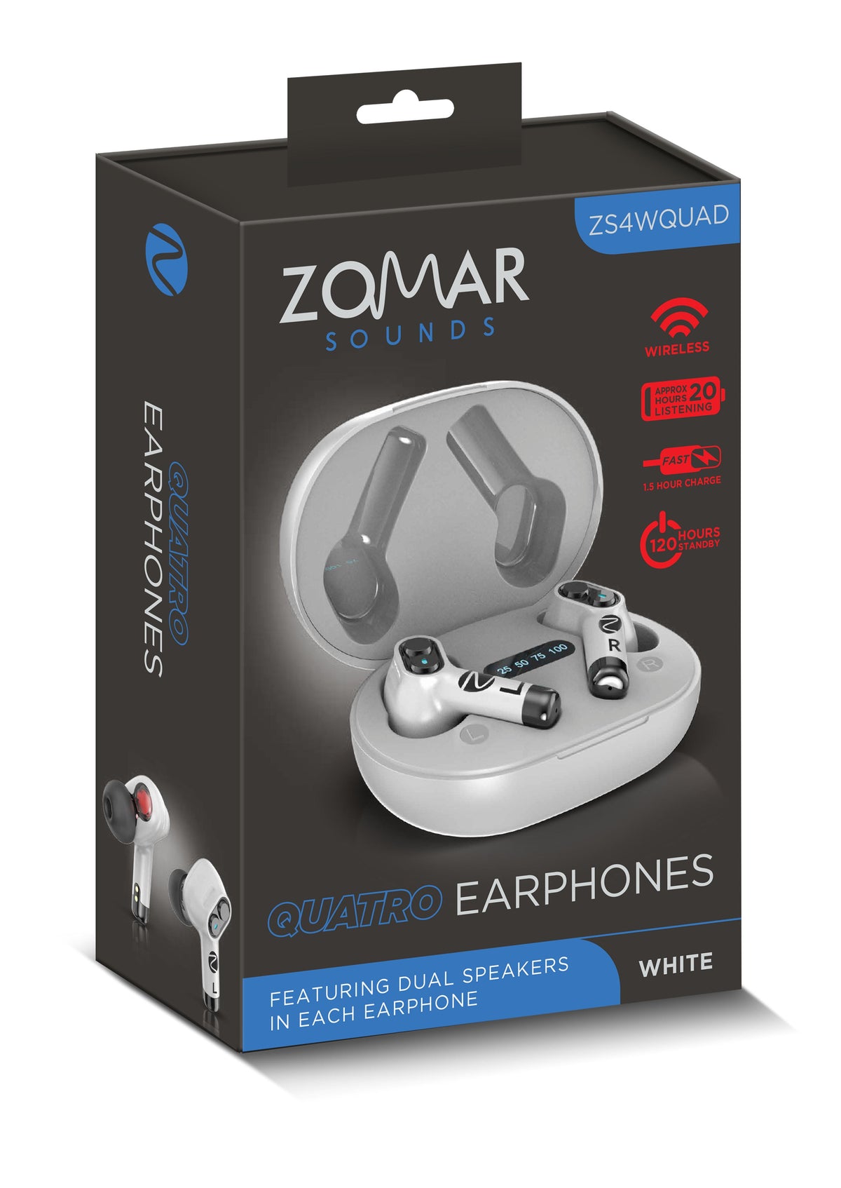 Zomar Sounds Quad Earphones (White) [Accessories]