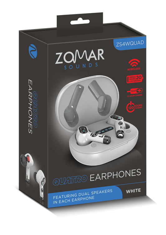 Zomar Sounds Quad Earphones (White) [Accessories]