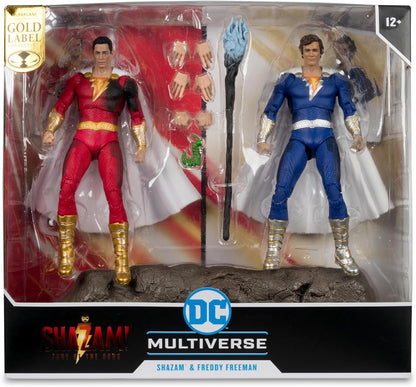 DC Multiverse Shazam Fury Of The Gods 7 Inch Action Figure 2-Pack Exclusive - Shazam & Freddy Freeman Gold Label