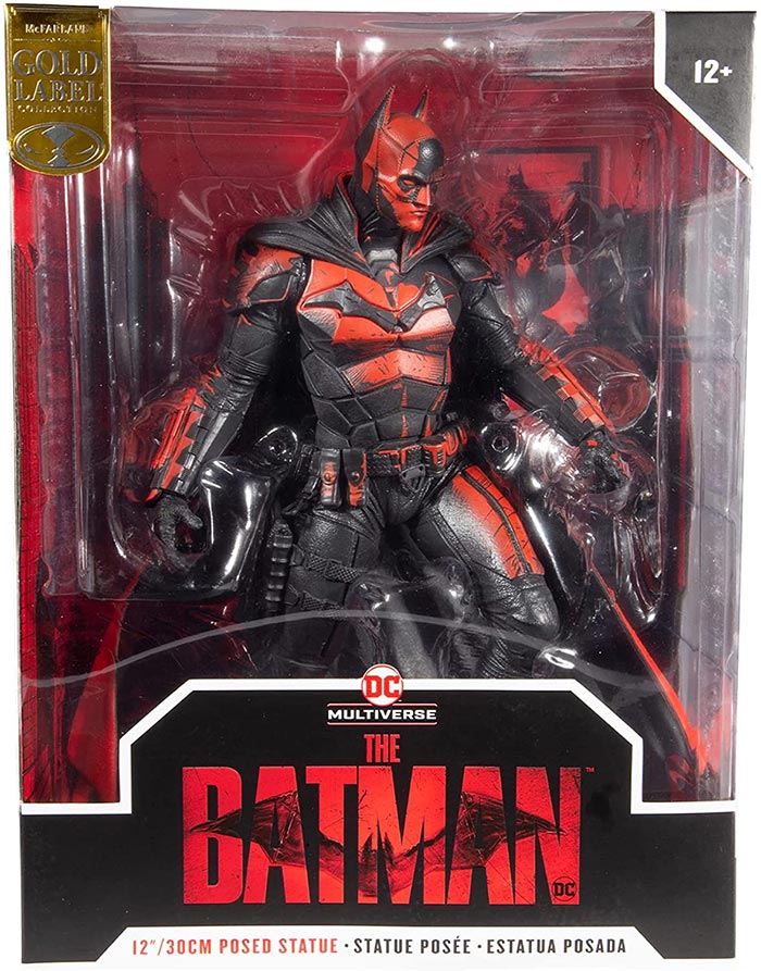 DC Multiverse The Batman 12 Inch Statue Figure Megafigs - The Batman (Red Hue) Gold Label