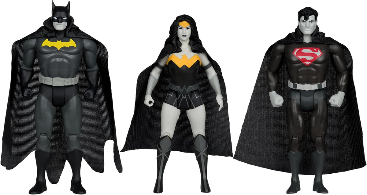 DC Super Powers Trinity Pack 4 Inch Action Figure Exclusive - Batman, Superman & Wonder Woman Black & White Accent Edition Gold Label