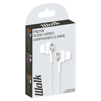 Walk Audio P501W White Earphones W/Mic [Accessories]