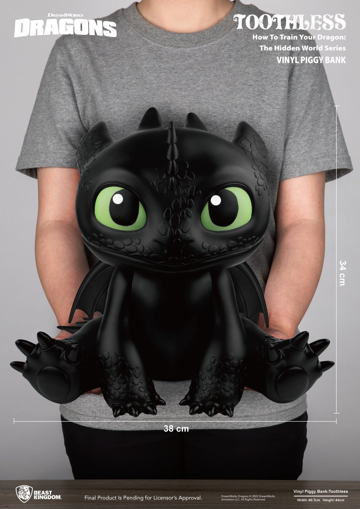 How To Train Your Dragon 12 Inch Static Figure Vinyl Piggy Bank - Toothless