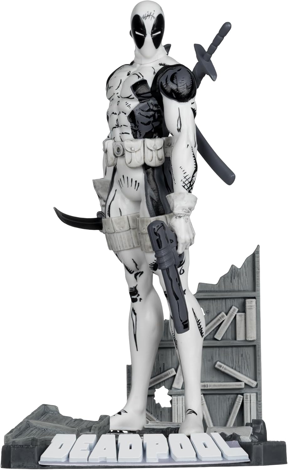 Marvel Collectible 7 Inch Statue Figure 1/10 Scale Posed Scene Exclusive - Deadpool (Line Art) Gold Label