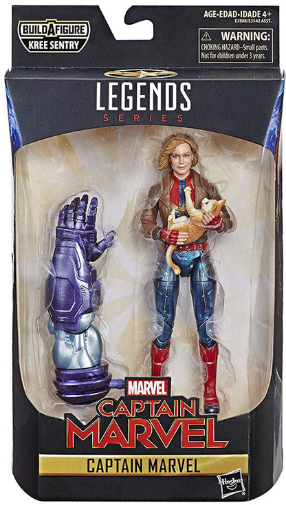 Marvel Legends Captain Marvel 6 Inch Action Figure BAF Kree Sentry - Captain Marvel in Bomber Jacket (Sub-Standard Packaging)
